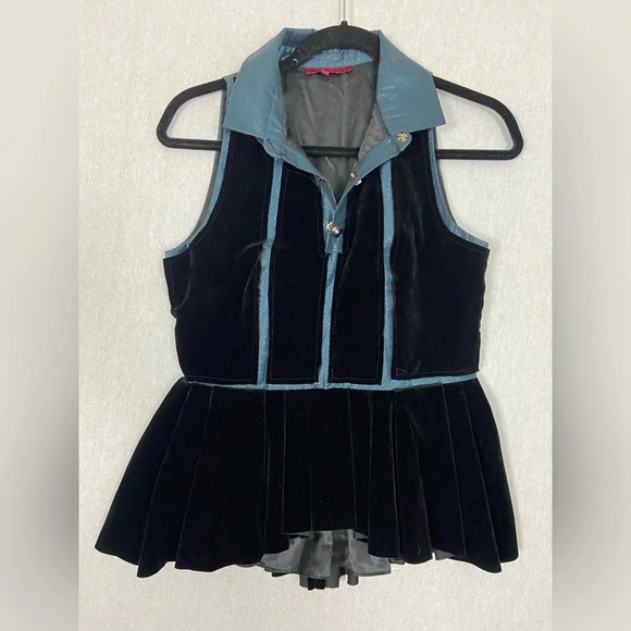 Vintage Kenzo velvet suede silk lined sleeveless  peplum dress top Sz 38 - Picture 4 of 16